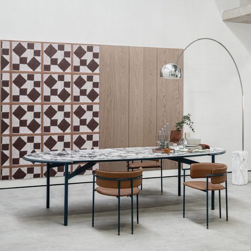 Table à manger contemporaine - MAC - cierre - en céramique / avec piètement en métal / ovale