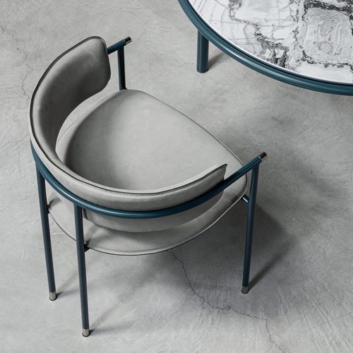 Chaise de salle à manger contemporaine - MAC - cierre - d'intérieur / en cuir / avec piètement en métal peint