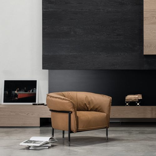 Fauteuil contemporain - MAC - cierre - en tissu / en cuir / en métal peint