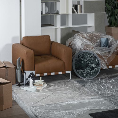 Fauteuil contemporain - OSCAR - cierre - en cuir / marron / 4 pieds