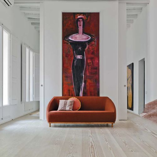 Canapé contemporain - SUMO - SANCAL - en tissu / beige / orange