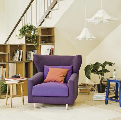 Fauteuil contemporain - FOLK - SANCAL - en tissu / en bois / à oreilles
