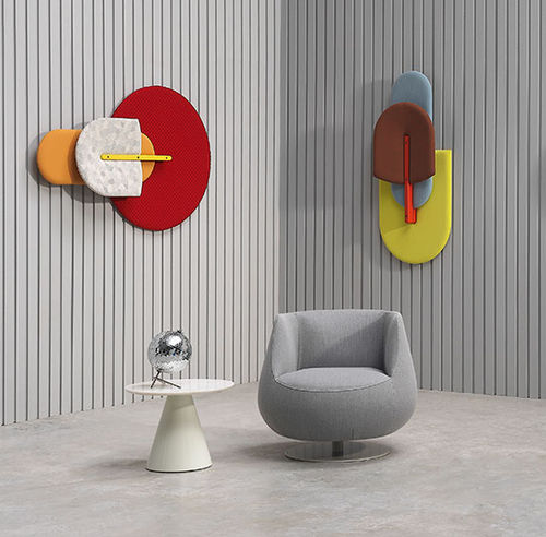 Fauteuil club contemporain - MAGNUM - SANCAL - en tissu / en métal laqué / gris