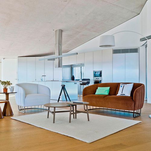 Canapé contemporain - TONELLA - SANCAL - en tissu / en cuir / marron