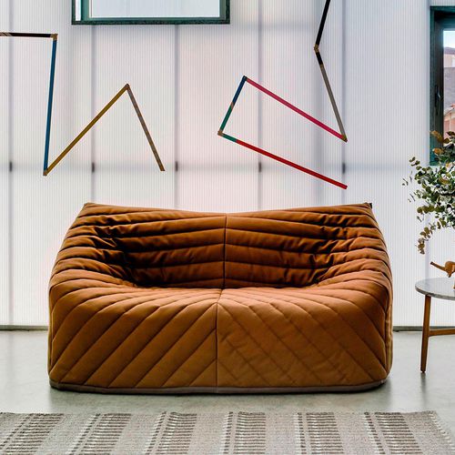 Canapé contemporain - BARNABY - SANCAL - en tissu / marron / gris