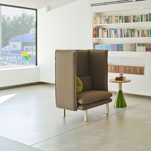 Fauteuil contemporain - REW - SANCAL - en tissu / à dossier haut / gris
