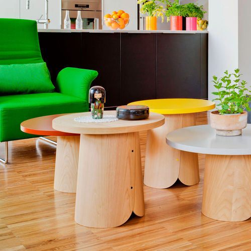 Tabouret contemporain - TAB - SANCAL - en châtaignier / piètement central / rond