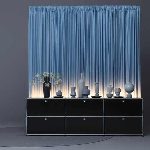 Buffet contemporain - Haller E - USM Modular Furniture - en métal / avec éclairage intégré / noir