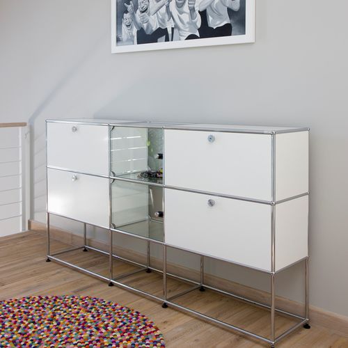 Buffet sur pieds hauts - USM Haller - USM Modular Furniture - contemporain / en métal / en verre