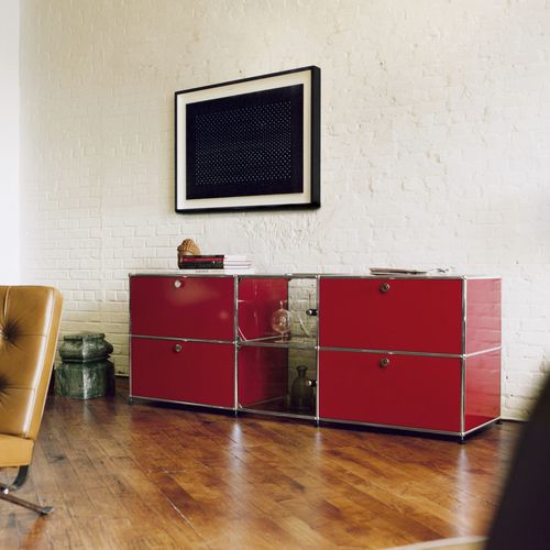 Buffet contemporain - USM Haller - USM Modular Furniture - en métal / en verre / avec étagère