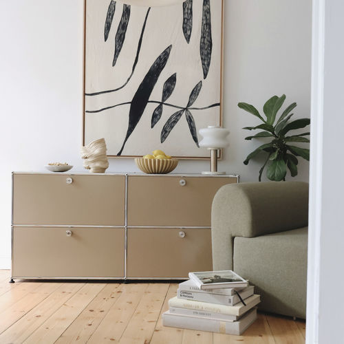 Buffet contemporain - USM Haller - USM Modular Furniture - en métal / 4 pieds / beige