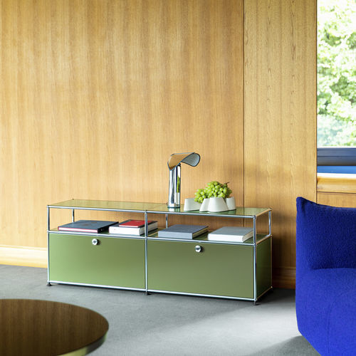 Meuble multimédia contemporain - USM Haller - USM Modular Furniture - avec étagères / 2 portes / lowboard