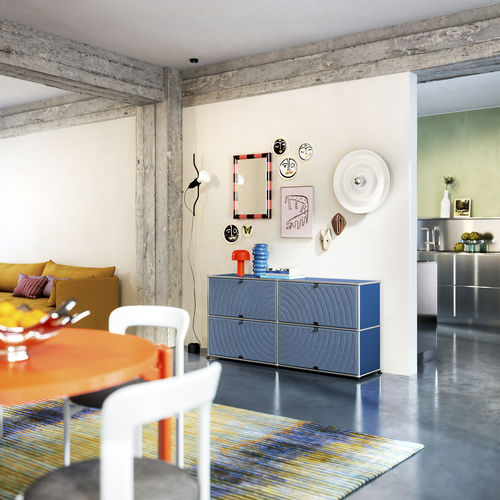Buffet contemporain - USM Haller Soft Panel – Blue - USM Modular Furniture - en fibres synthétiques / en plastique recyclé / en métal