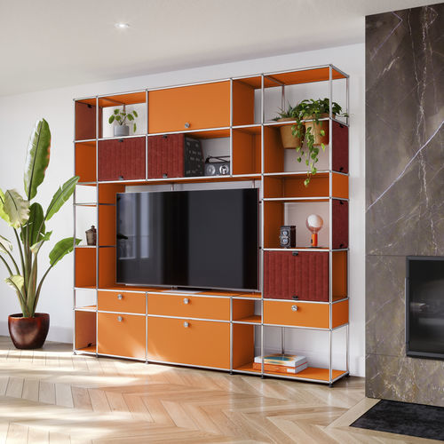 Meuble TV contemporain - USM Haller Soft Panel – Red - USM Modular Furniture - modulable / avec rangement intégré / en fibres synthétiques