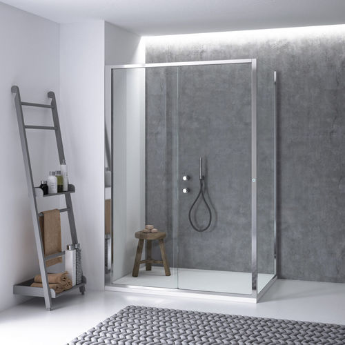 Cabine de douche en verre trempé - calibe - en inox / en aluminium / à porte coulissante