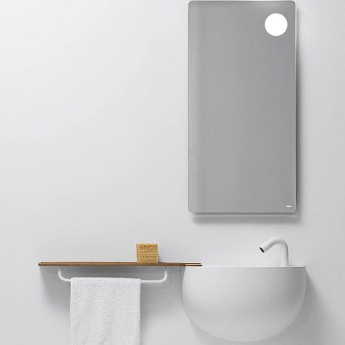 Lave-mains suspendu - BOWLLINO - FALPER - demi-rond / en CristalPlant® / avec porte-serviettes intégré