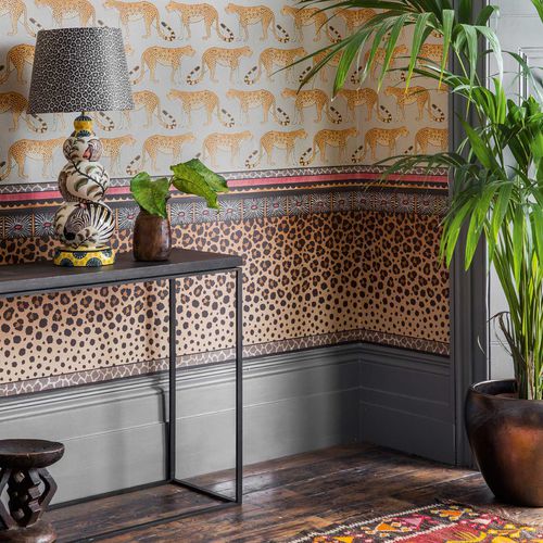 Frise de papier peint contemporaine - Zulu - Cole&Son - en tissu / à motif peau de bête / blanche