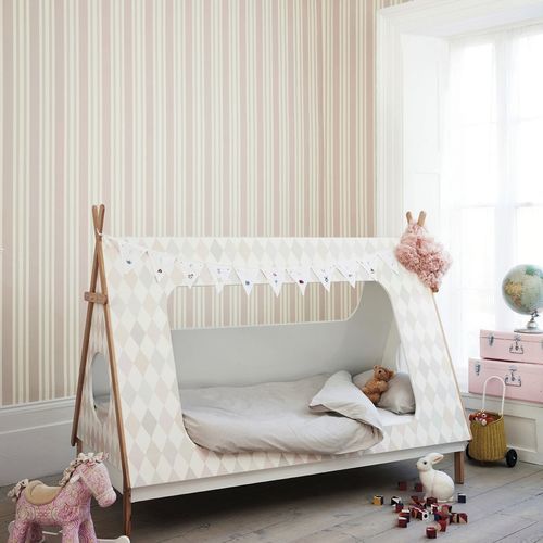 Papier peint contemporain - Polo  - Cole&Son - en tissu / à rayures / rose