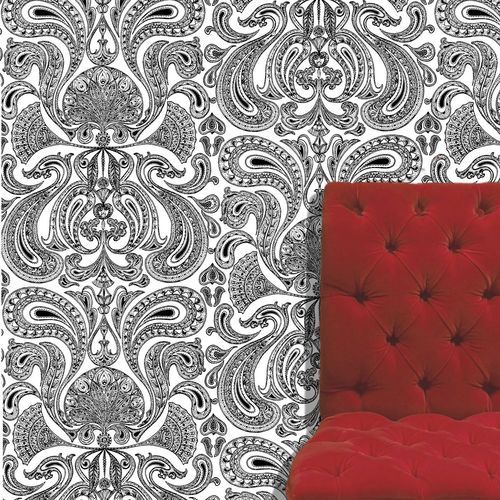 Papier peint classique - Malabar - Cole&Son - en tissu / baroque / blanc