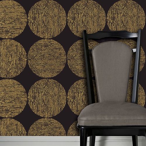 Papier peint contemporain - Luna - Cole&Son - en tissu / à motif géométrique / noir