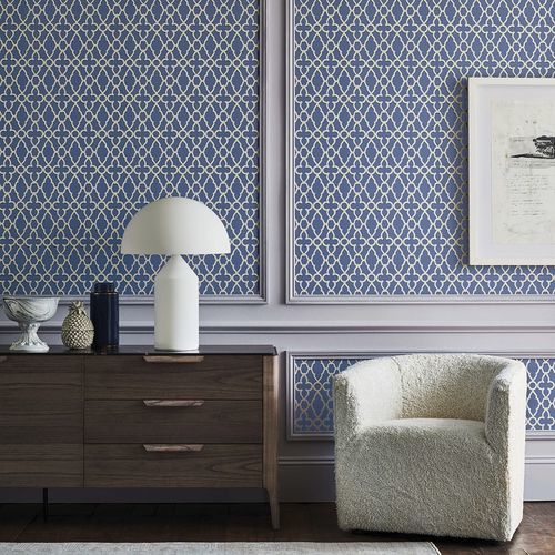 Papier peint contemporain - Treillage - Cole&Son - en tissu / à motif géométrique / blanc