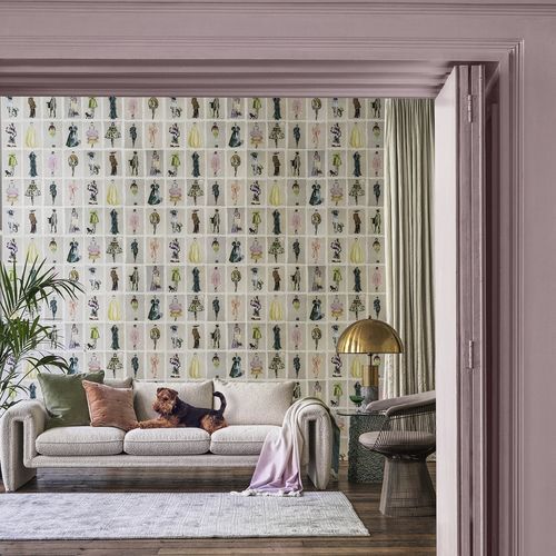 Papier peint contemporain - Couture Carousel - Cole&Son - en tissu / monochrome / personnage