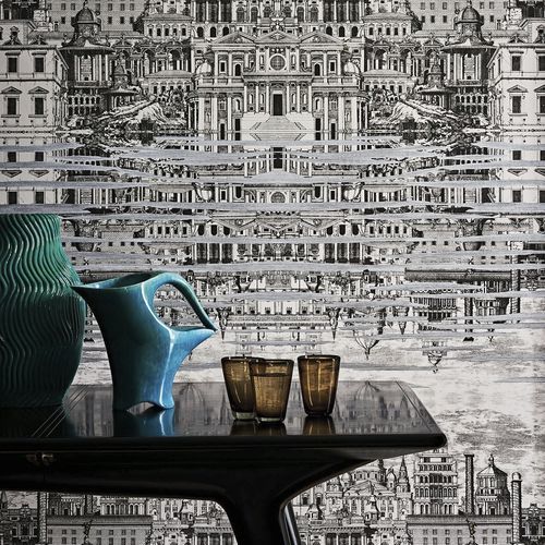 Papier peint de style baroque - Riflesso - Cole&Son - en tissu / motif urbain / blanc
