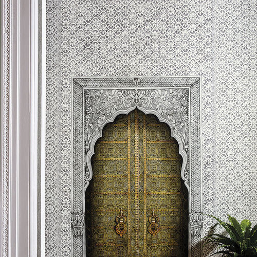 Papier peint classique - Jali Trellis - Cole&Son - en tissu / à motif floral / aspect pierre