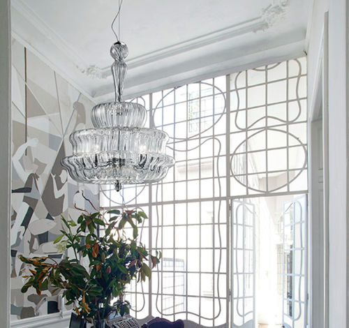 Lustre contemporain - NOVECENTO - Vistosi - en cristal / en verre de Murano / 5 ampoules