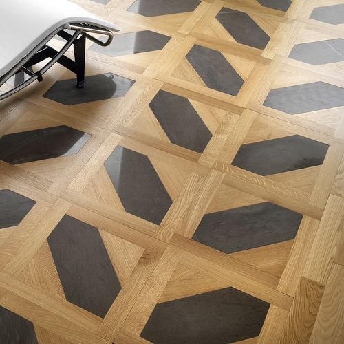 Parquet massif - SOPHIE - NATURAL OAK - PARQUET IN - avec incrustations en céramique / huilé / à coller