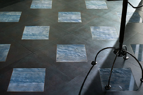 Parquet massif - LIGHT BLUE - PARQUET IN - avec incrustations en marbre / peint / à coller