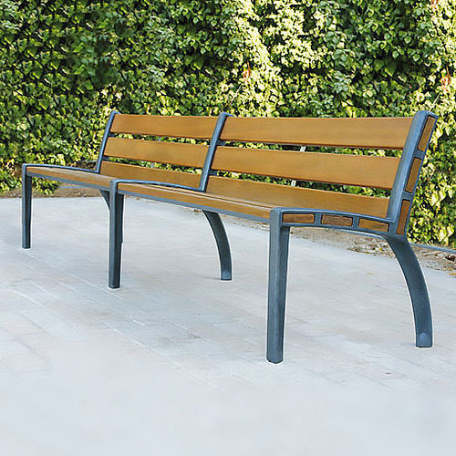 Banc public contemporain - ATHENES  - AREA - en bois / en fonte / avec dossier