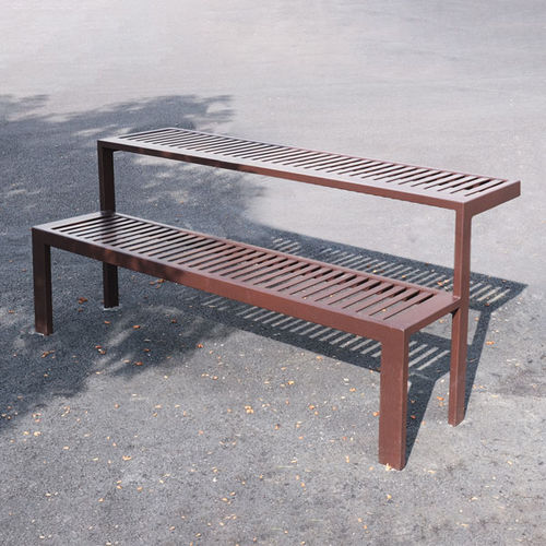 Ensemble table et bancs contemporain - SOFIA - AREA - en acier / d'extérieur / pour espace public