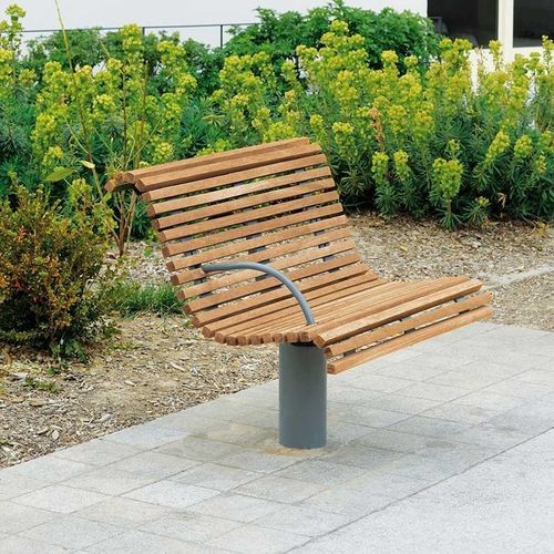 Banc public contemporain - VENISE - AREA - en bois / en acier / avec dossier