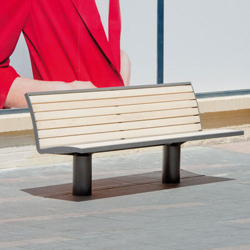 Banc public contemporain - DENVER - AREA - en bois / en acier / avec dossier