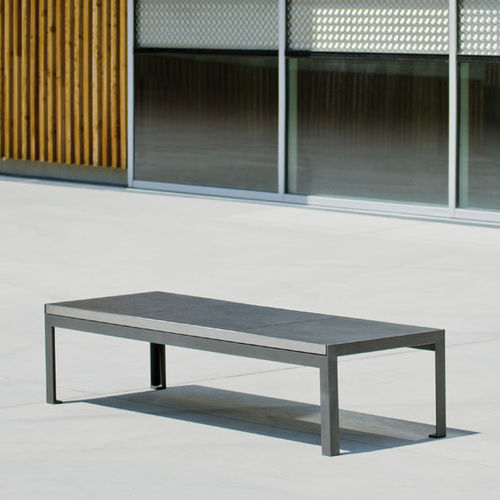 Banc public contemporain - SIENNE - AREA - en acier / en acier inoxydable brossé / en pierre