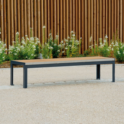 Banc public contemporain - BOLOGNE - AREA - en bois / en acier inoxydable / en acier inoxydable brossé