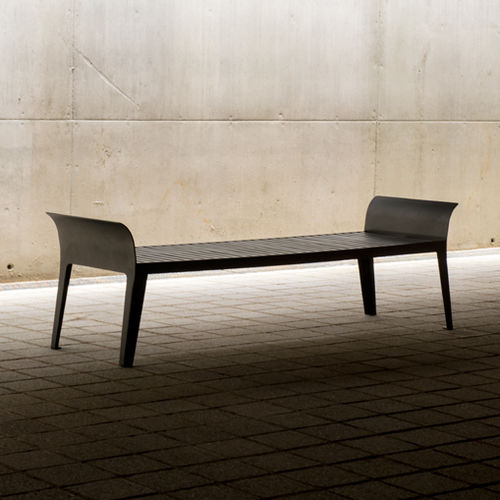 Banc public contemporain - ONTARIO - AREA - en bois / en acier / avec accoudoirs