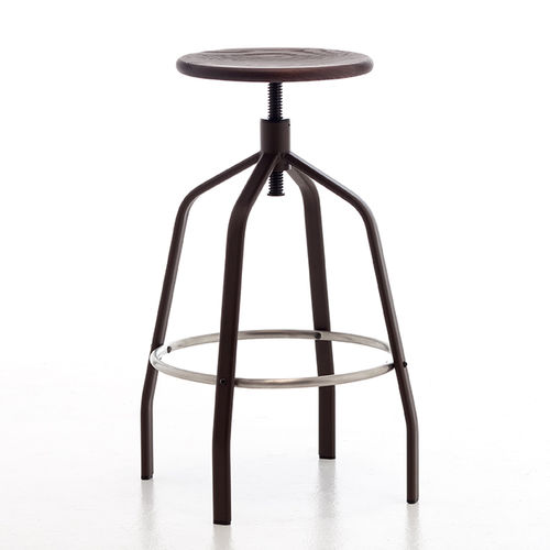 Tabouret de bar contemporain - VITO - arrmet - en bois / avec piètement en acier à revêtement par poudre / 4 pieds