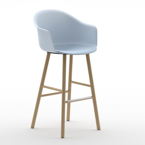 Chaise de bar contemporaine - Máni Armshell ST-4WL - arrmet - d'intérieur / en polypropylène / avec piètement en frêne
