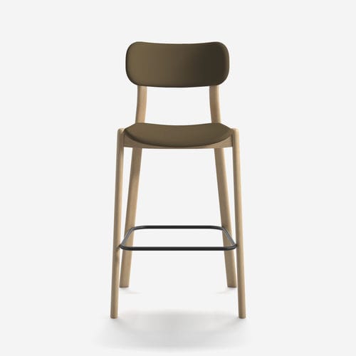 Tabouret de bar design scandinave - KIYUMI WOOD FABRIC ST  - arrmet - en cuir / en tissu / avec piètement en frêne