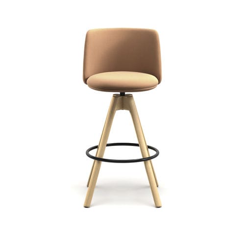 Tabouret de bar design scandinave - Pure Belle ST SW - arrmet - en cuir / en tissu / avec piètement en frêne