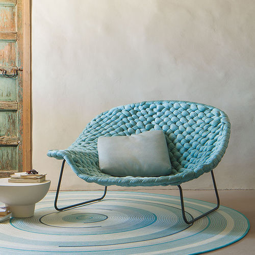 Fauteuil contemporain - SHITO - PAOLA LENTI - en tissu / en acier inoxydable / gris