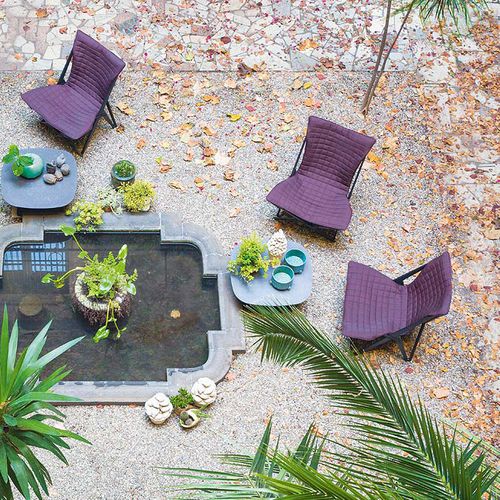 Fauteuil contemporain - LELLA - PAOLA LENTI - en tissu / en wengé / en acier inoxydable