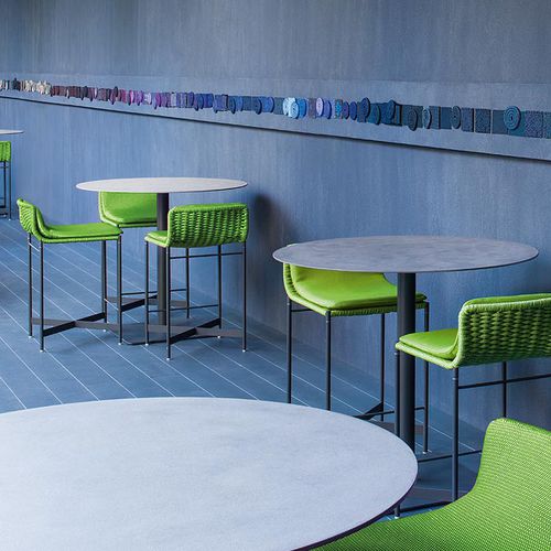 Tabouret de bar contemporain - HERON - PAOLA LENTI - en corde / avec piètement en acier / de jardin