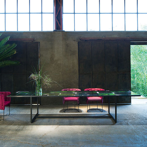 Table à manger contemporaine - SCIARA - PAOLA LENTI - en aluminium / en pierre / rectangulaire