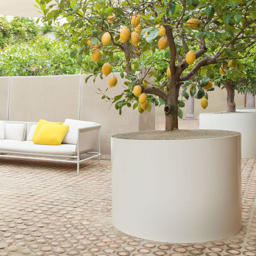 Jardinière en acier inoxydable - SHIELD - PAOLA LENTI - ronde / contemporaine / d'extérieur