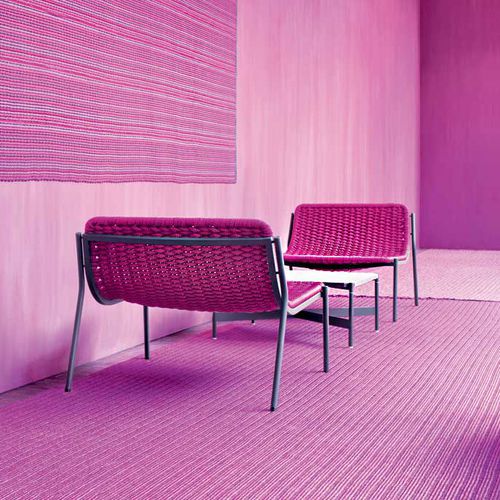 Chauffeuse contemporaine - BAIA - PAOLA LENTI - en corde / en tissu / en acier inoxydable