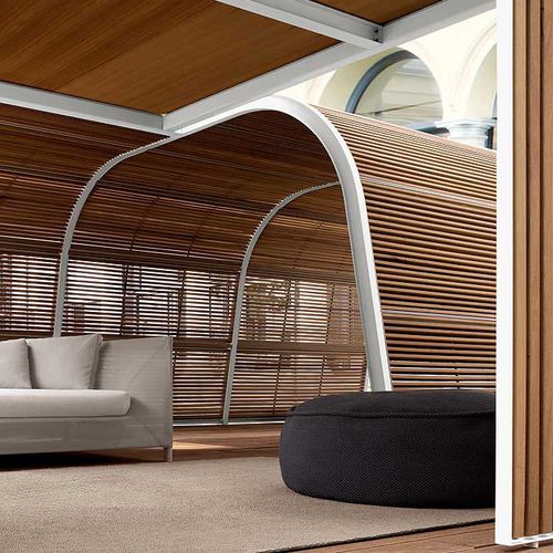 Gazebo en bois - CABANNE - PAOLA LENTI - en aluminium / en acier galvanisé / toit en bois
