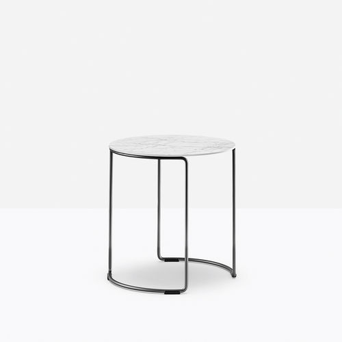 Table d'appoint contemporaine - circuit CRTD_42X45 - PEDRALI - en marbre / avec piètement en acier / ronde